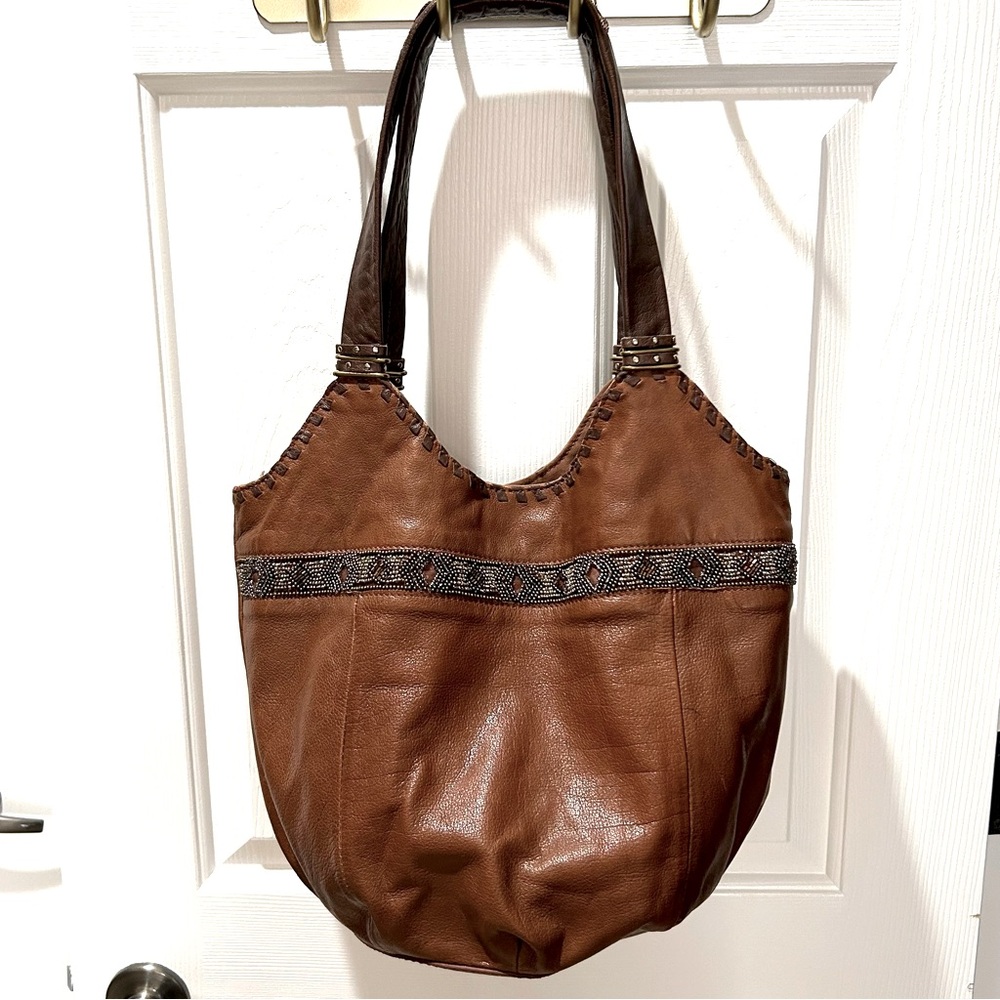 The Sak Brown Hobo Bag with Black Accents